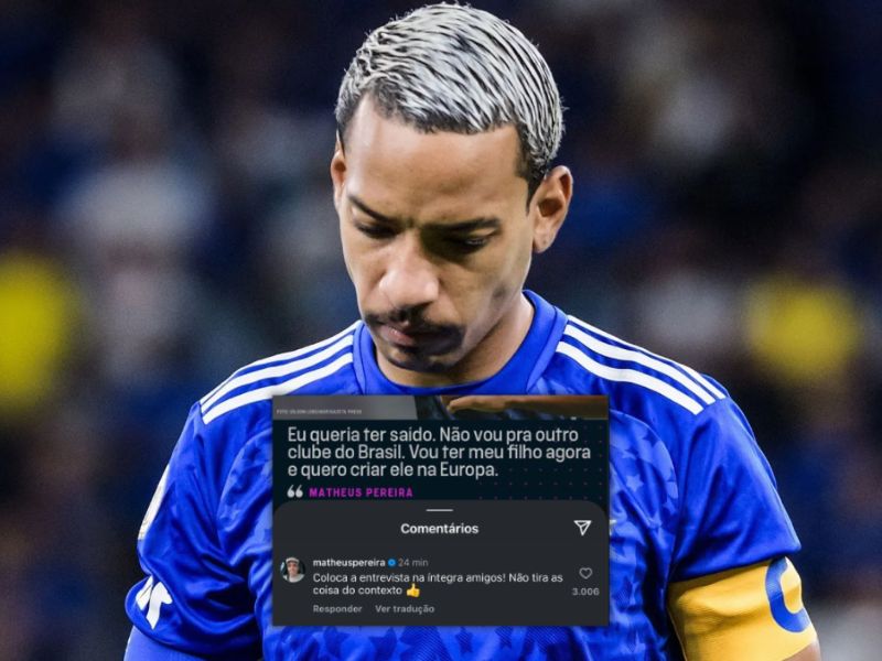 Craque do Cruzeiro abre o jogo e preocupa torcida