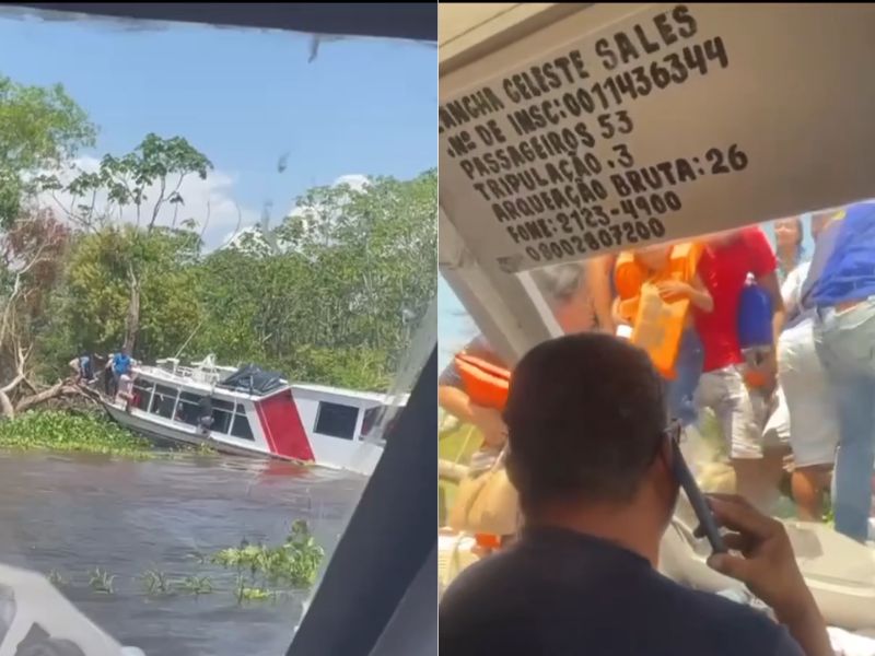 Embarcação com passageiros por pouco não naufraga no Rio Negro