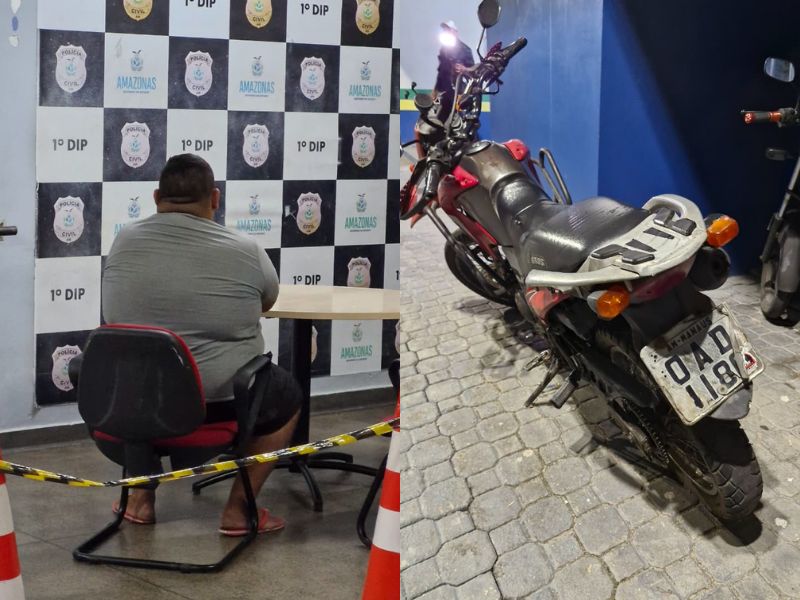Homem é preso com placa adulterada de moto no Centro de Manaus