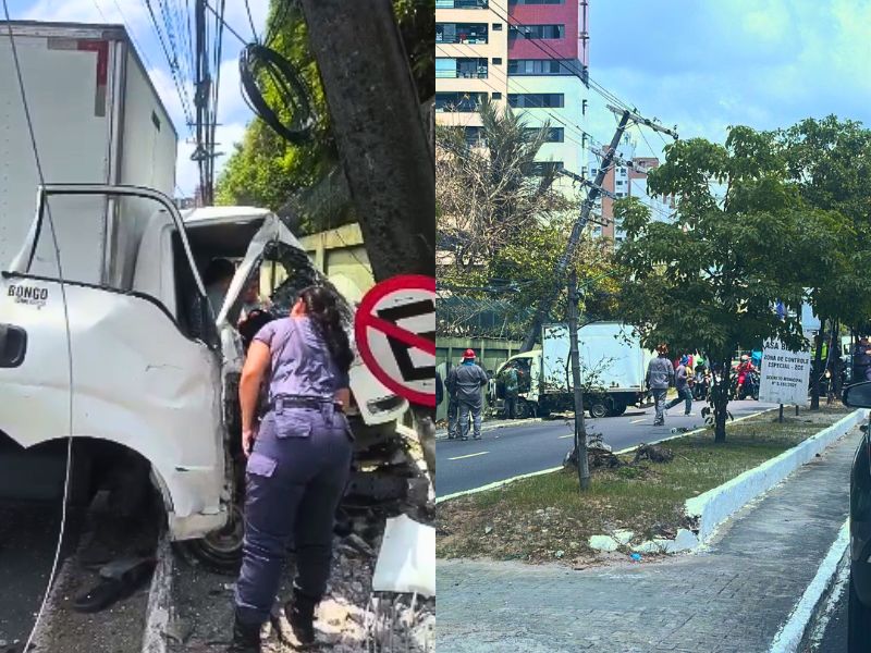 Motorista fica preso as ferragens de caminhão em grave acidente no V8