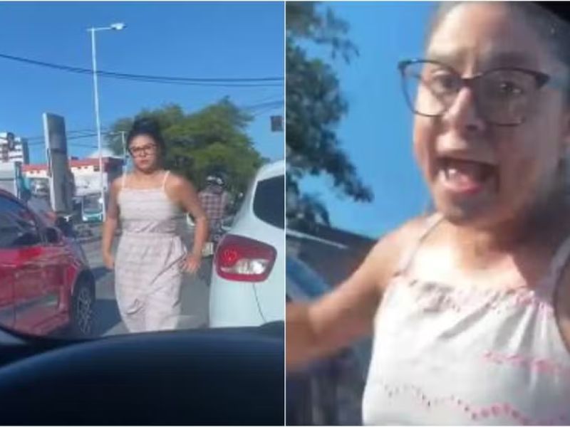 Motorista tenta quebrar carro de grávida após levar buzina; VÍDEO